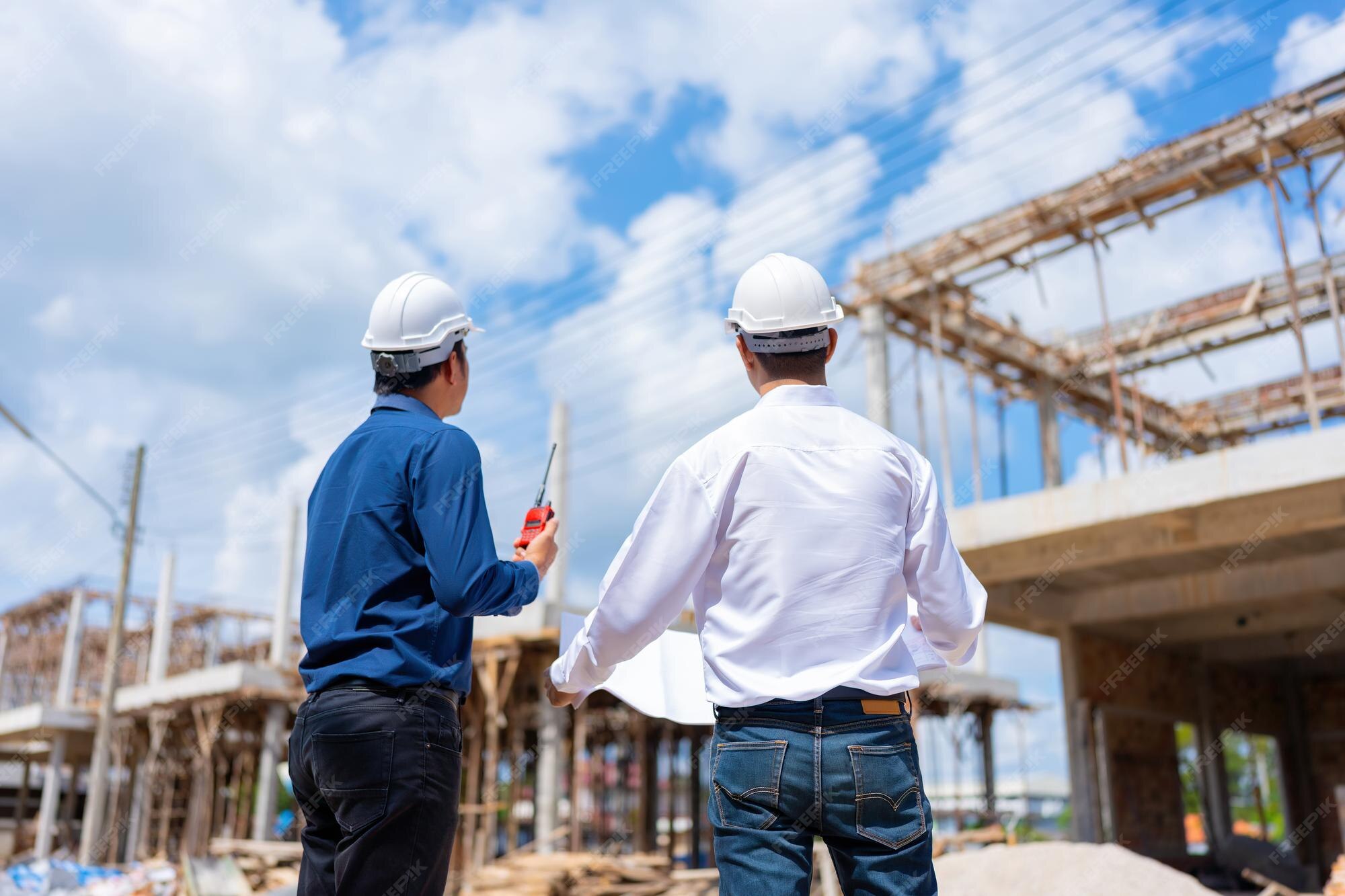 Two architects looking at jobsite
